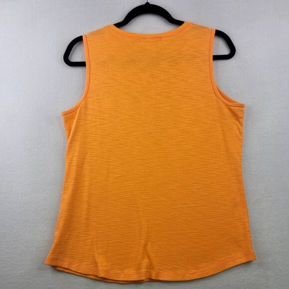 Liz Claiborne Womens Orange Henley Tank Top Two Front Button Pockets Medium - Picture 7 of 7